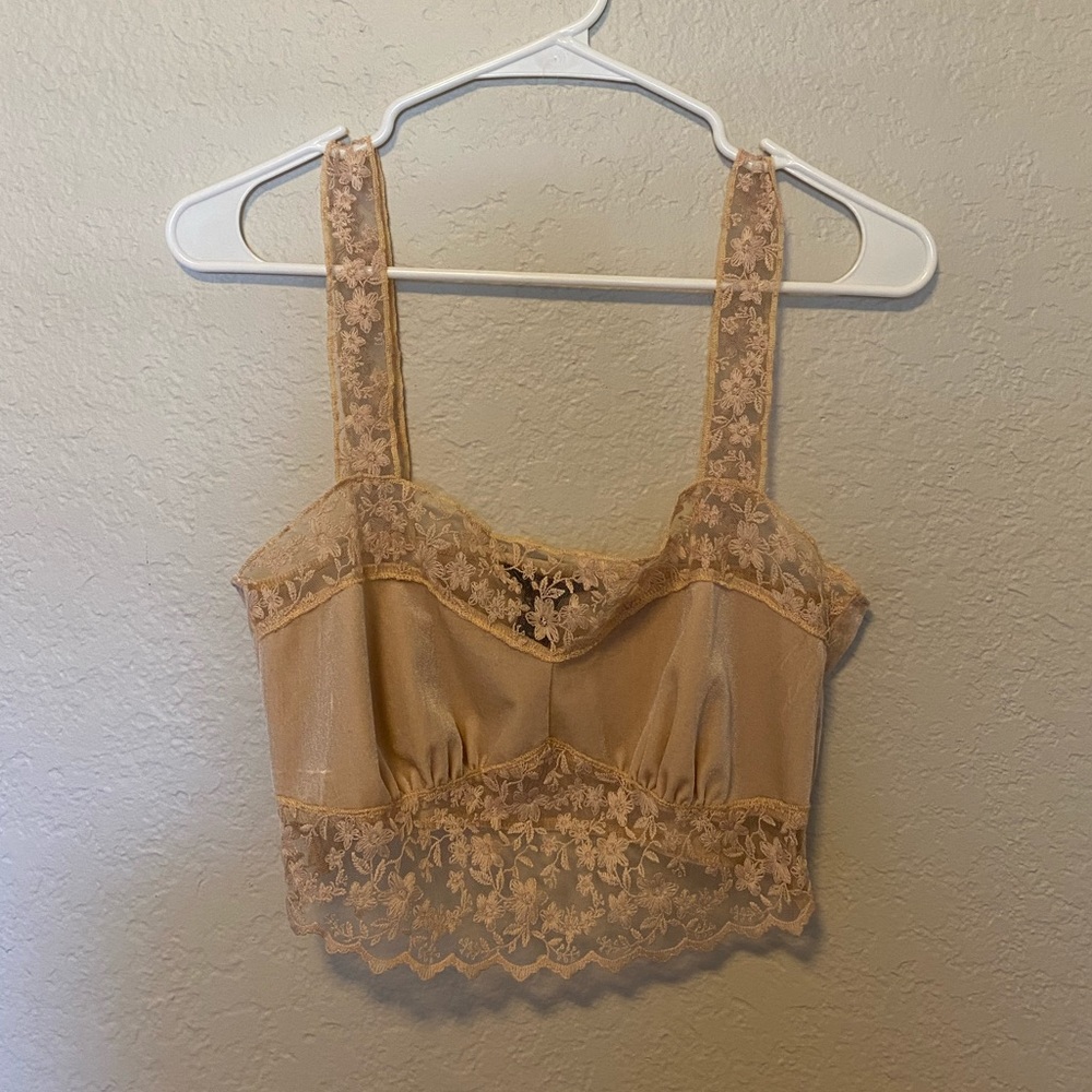 Forever 21 Lace-Trim Velvet Top